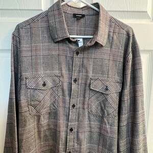 Express Men's Flannel Shirt Houndstooth Long Sleeve SIZE L NWT Plaid Warm